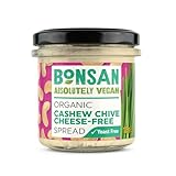 Bonsan Organic Cashew Chive Cheese-Free Spread 135g, Pack of 6 - Vegan Cream Cheese Alternative - Made From Cashews & Fragrant Chives - Yeast Free & GMO Free - For Sandwiches & Dipping
