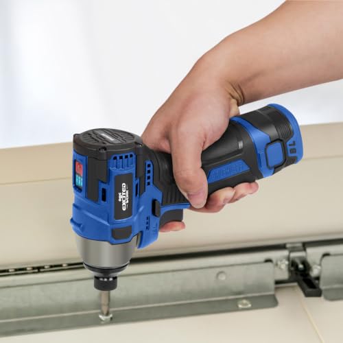Image of 17V Brushless Screwdriver, 140Nm Cordless Impact Driver Set with 3 Adjustable Speed, 2 Batteries and Led Work Light (Blue)