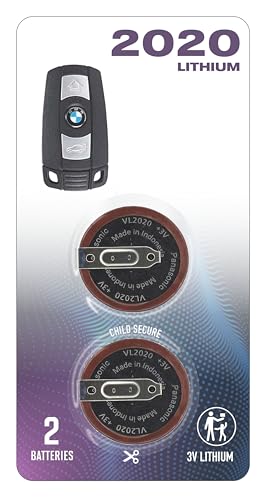 (2 Pack) Remote Key Fob Battery for BMW Remote Smart Shell Smart VL2020 (2006-2014) 1 3 5 6 Series, M3 M5 M6 X5, X6, Z4 E39 E46 E60 KR55WK49123 KR55WK49127 with Instructions (Without Comfort Access)