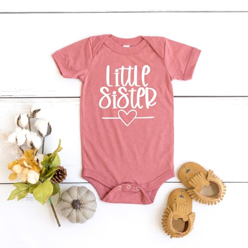 Olive Loves Apple Little Sister Heart Bodysuit for Baby Girls Sister Sibling Outfits2
