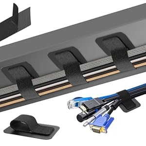 Cable Management Under Desk, 【Up to 15 Cord】【Enhanced Wire Holder】 Cord Organizer, Adjustable Hook and Loop Cable Ties, Reusable Cord Holder, Cable Hider Clips Under Table, 20 Pair