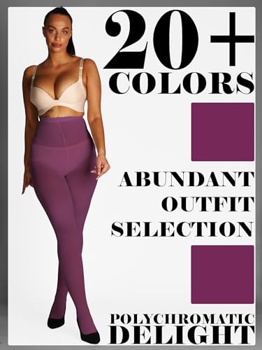 Image of HONENNA Semi Opaque Silky Women Pantyhose Tights, 20+ Colors Invisibly Toe Reinforced 60 Den Size A-E