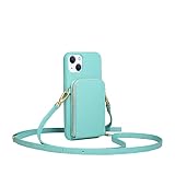 Anyos Crossbody Wallet Case for iPhone 14 Plus, [6 Card Slots] Leather Zipper Purse Phone Case with