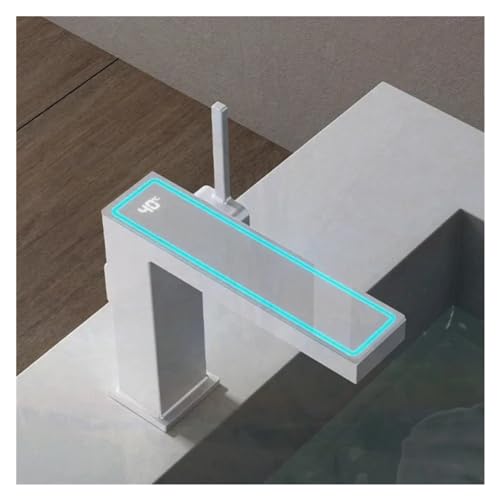 Grifo mezclador con pantalla digital LED para lavamanos de baño moderno