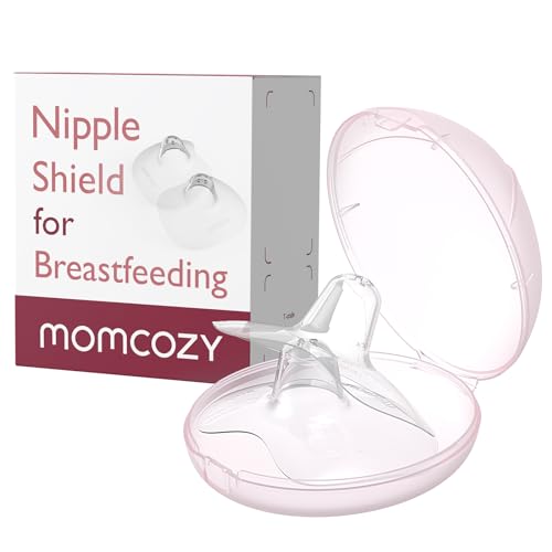 Momcozy Contact Nipple Shields, 100% Food-Grade Silicone for Breastfeeding Difficulties, Ultra-Thin & Super-Soft, Made Without BPA/BPS, Include Carry Case (24mm)