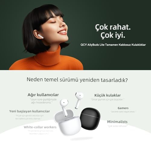 QCY AilyBuds Lite ENC Gürültü Engelleme Bluetooth 5.3 Kablosuz Kulaklık T29 Siyah - Görsel 2