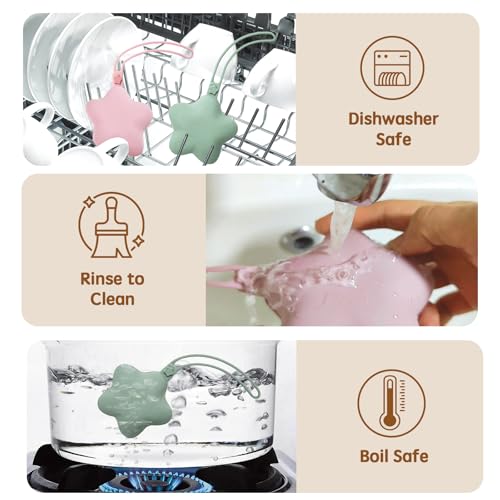 WeSweet Schnullerbox für unterwegs - 2er Pack Silikon Schnullerbehälter Schnullerhalter - Leicht zu Reinigen (Star Blue)