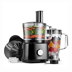 Emperial Food Processor and Blender – 2L Bowl, 1.8L Jug, Multifunctional 8in1 Citrus Juicer, Shredder, Slicer, Emulsifier & Grater – Features 2 Speeds + Pulse Control