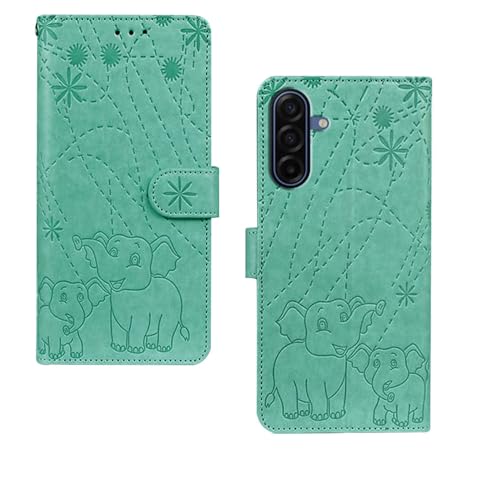 Image of amazon basics Samsung Galaxy A17 5G Flip Cover | Card Pockets Wallet & Stand | Flip Cover for Samsung Galaxy A17 5G (Green Elephant)