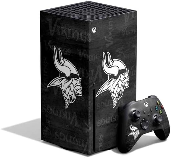 Skinit Decal Gaming Skin Compatible with Xbox Series X Bundle - Officially Licensed NFL Minnesota Vikings Black & White Design