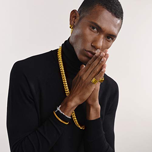 Prosteel Mens 18K Gold Plated Bracelet Hip Hop Stainless Steel Chain Hiphop Jewelry Rock Cuban Link Bracelets For Women Men #TOP3