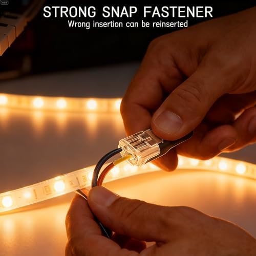 100pcs Double Wire Plug in Connector with Locking Buckle, Quick-Clip Fasteners Multi-Purpose Snap-On Blocks for Strip Lights DIY Crafting, Low-Voltage Decor & Model Kits 2 Pin - 2