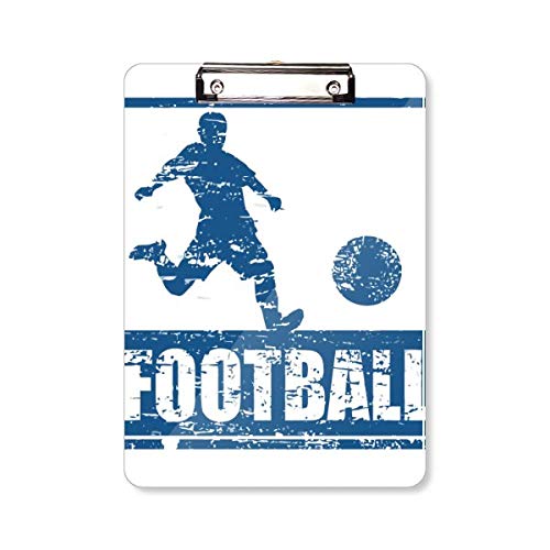 Porte-bloc A4 avec plaque arrière rigide et motif football bleu imprimé