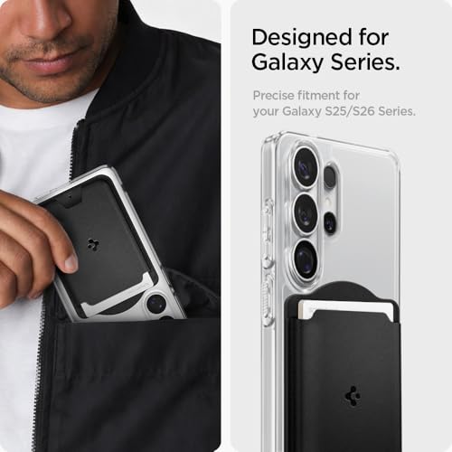 Image of Spigen Valentinus (MagFit) Magnetic Card Holder up to 3 Cards, Designed for Galaxy Z Fold, Galaxy S26 /S25 Ultra /Edge /Plus, Pixel 10 Pro /Pro XL /Fold, iPhone 17 /16 /15 /14 /13 /12 Models - Black