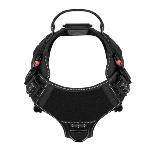 ICEFANG Tactical Dog Harness with 4X Metal Buckle,Working Dog MOLLE K9 Vest with Handle,No Pulling Front Clip,Adjustable Pet Harness for Large Dogs (L (28"-35" Chest), Black) - Thumbnail 5
