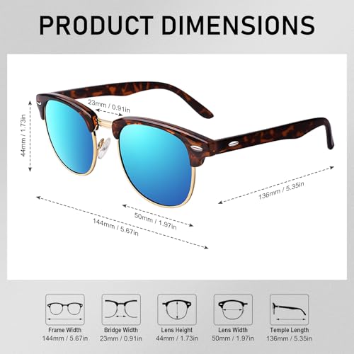 Image of GQUEEN Classic Horn Rimmed Semi Rimless Polarized Sunglasses for Men Women GQO6