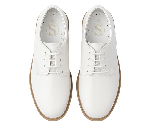 SIRRI Garçons Derby Brevet Robe Formelle Chaussures Blanche à Lacets Chaussures de Bal de Mariage Taille 36