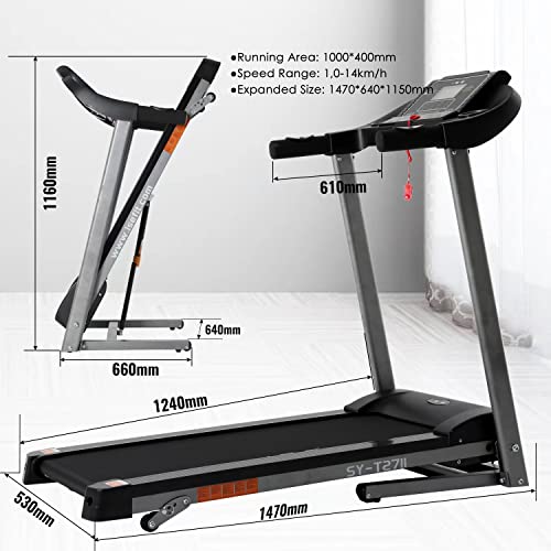 ISE Faltbares elektrisches Laufband für Fitness, 2.0 HP Motor bis 14 KM/H, Multifunktions-LCD-Display mit 12 Programmen… – Bild 3