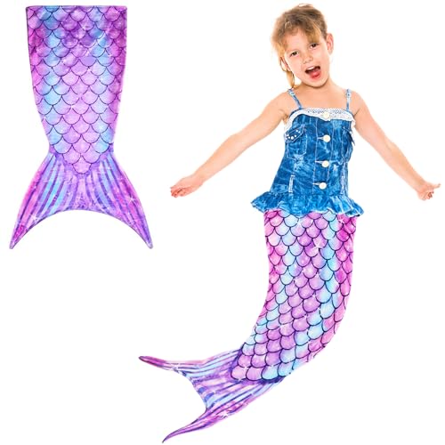 ZoneYan Manta Cola de Sirena Niño145 X 55cm, Manta de Franela Sirena para Niña, Saco de Dormir para Niñas All Seasons, Saco de Dormir Aleta Sirena de Gradiente Rosa, Regalo de Cumpleaños