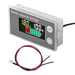 DollaTek Battery Monitor Battery Voltage Meter 8-100V With Low Pressure Alarm Temperature Detection Digital Percentage Power Display for Car Battery Display Lance Meter