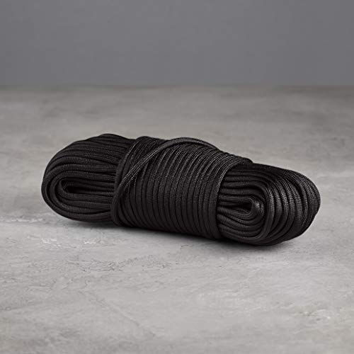 Image of Amazon Basics 550 Type III Paracord, 7-Strand Core, High Strength for Hiking, Camping, Crafting, Bracelets, Lanyards, 5 /32 Inch x 100 Foot (4mm x 30m), Black