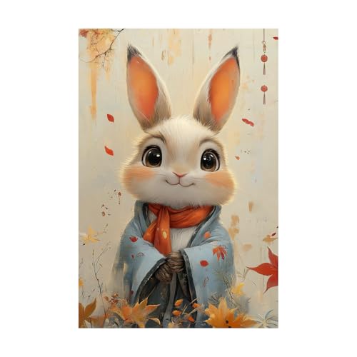 Tableau Lapin Coloré pour Décoration Murale Salon Moderne 60x80cm