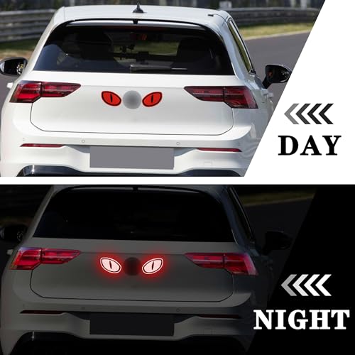 Image of TOMALL 5 Pair Car Reflective Eyes Stickers for Car Logo Rearview Mirror Window Safety Warning High-Intensity Night Visibility Anti-Collision Reflective Decor Decals Waterproof for Vehicles SUV Laptop