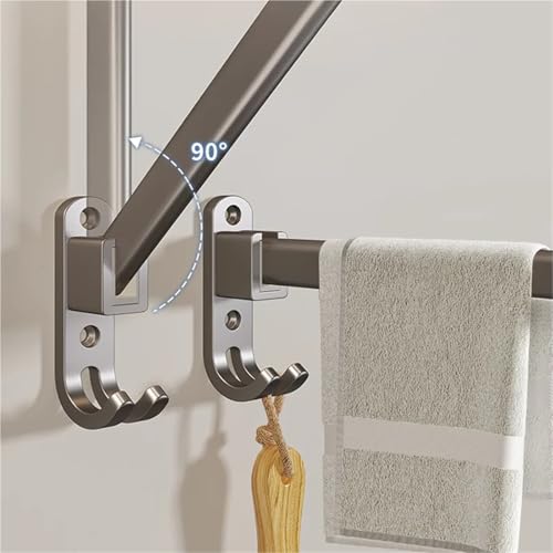 Toallero de pared con ganchos plegables de aluminio antioxidante que ahorra espacio 6