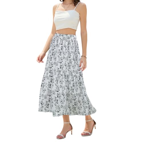 Maxi Skirts for Women with Pockets Long Midi Length Casual Skirt for Holiday