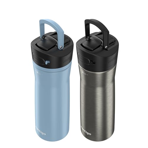 Image of Contigo Ashland Chill 2.0 Water Bottle, 24 oz, 2-Pack, Glacier; Stainless steel w /Licorice