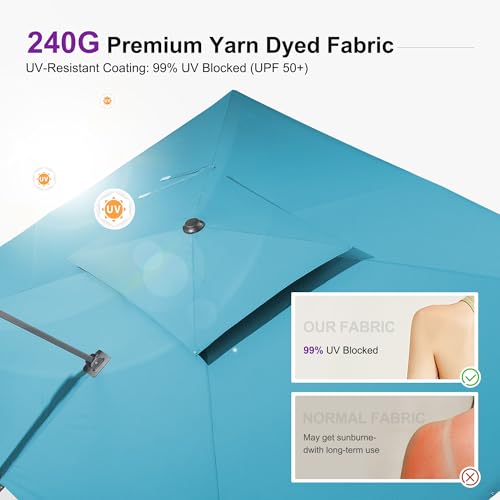 Image of PURPLE LEAF Patio Umbrella 10FT Outdoor Umbrella Double Top Turquoise Blue