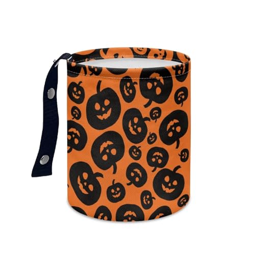 Image of Funny Pumpkins Halloween Trash Bag, Car Trash Can Cute, Portable, Collapsible for Back Seat, Floor, Hanging Headrest Waste Basket - Auto Garbage Accessory