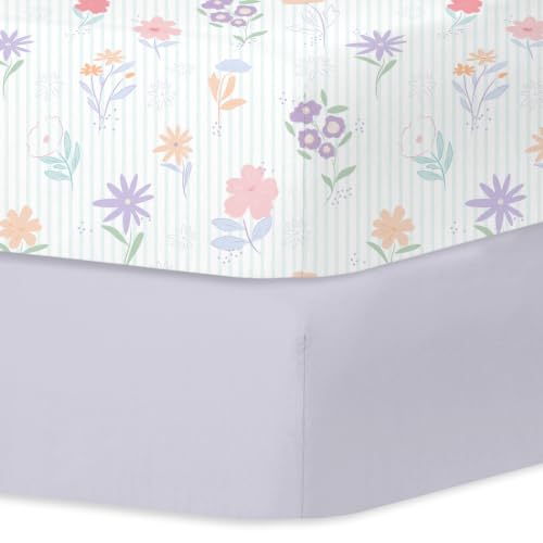 Image of Little Grape Land Crib Sheets 2 Pack, Fitted Crib Sheets 52 inchx28 inchx8 inch | For Standard Crib Mattress, Soft and Comfortable for Girls, Breathable & Easy Care