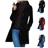 Generisch Abrigo largo de invierno para mujer, gabardina de algodón moderna y simple, abrigo térmico de invierno adecuado para compras diarias y viajes de trabajo, Negro , XXL