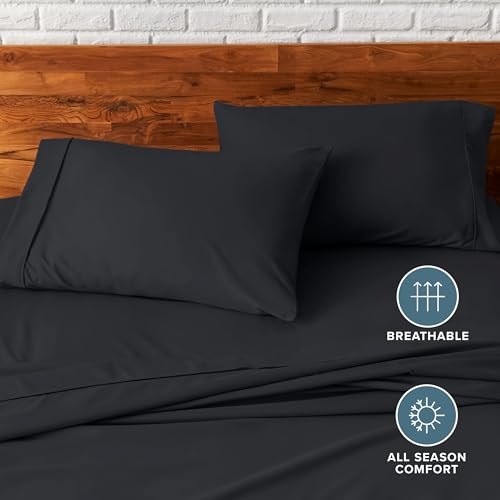 Image of Bare Home Premium 1800 Ultra-Soft Microfiber Pillowcase Set - Double Brushed - Hypoallergenic - Wrinkle Resistant (Standard Pillowcase Set of 2, Black)