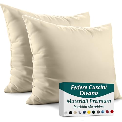 Flowen Federe Cuscini Divano 40x40 Set da 2 Copricuscini in Microfibra Fodere Lavabili e Resistenti 40 x 40 cm Tessuto 100% Poliestere Traspirante Anallergico Antiacaro Ideali per Arredo Casa