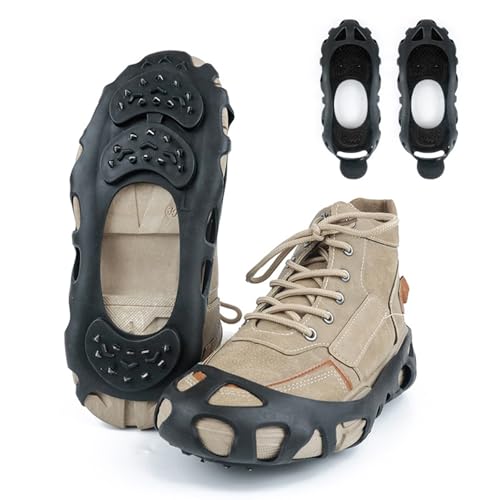 Ice Cleats Snow Traction Cleats Crampon,Anti Slip Cleat Ice Snow Grips with 30 Stainless Teeth Spikes for All Footwear, Winter Outdoor Traction Cleat for ICY Hiking(Medium)