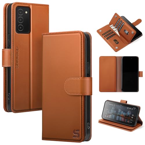 Shieldtop Compatible with Samsung Galaxy A03S US Wallet Case with Card Holder,RFID Blocking PU Leather Phone Case Folio Flip Shockproof TPU Protective Cover Credit Card Slots Women Men,Light Brown