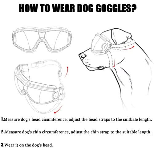 UV-Schutzbrille für Hunde; Einstellbar Hunde Sonnenbrille; Hundebrille Schützen Sie die Augen Ihres Hundes; Schutzbrille Wasserdicht Winddicht Antibeschlagbrille Augenschutz für Groß/Mittel Hund