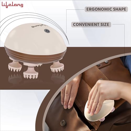 Image of Lifelong Hair Scalp Rechargeable Electric Head Kneading Massager, 4 Speed Modes, Handheld Portable Head Scratcher for Hair Growth, Full Body Pain Relief, Deep Clean and Stress Relax (LLM594,Beige)