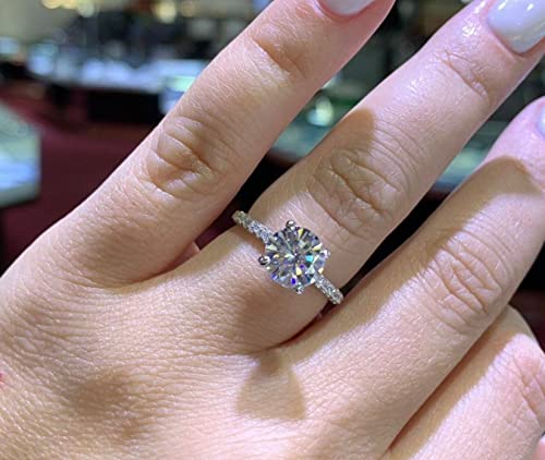 2 CT Round Cut Moissanite Engagement Ring White Gold & Sterling Silver Ring Solitaire With Accents Ring Wedding Ring Women's Ring Valentine Sale2