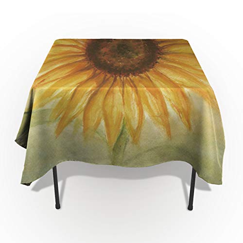 Rectangle Polyester Tablecloths Vintage Sunflower Painting Decorative Table Cloth Machine Washable Table Covers for Wedding