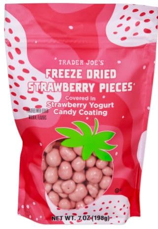 2-Pack Trader Joe's Freeze Dried Strawberry Pieces with Strawberry Yogurt Candy Coating, 7 oz (Pack of 2)