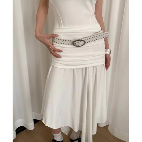 Bohemian Rivet Belt Pu Y2K Retro Alloy Buckle Skinny Waist Straps(Coffee)3