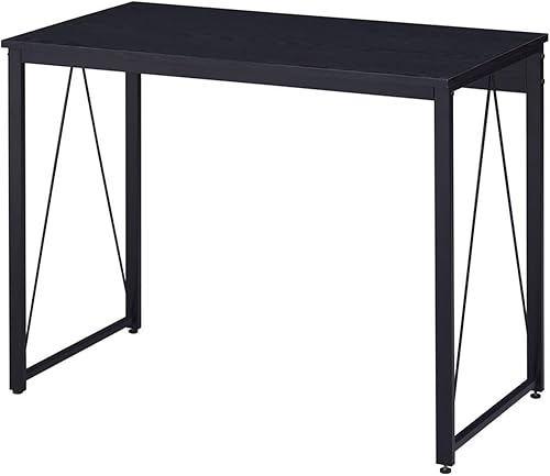 Acme Zaidin - Escritorio rectangular de madera con base de trineo de metal, color negro