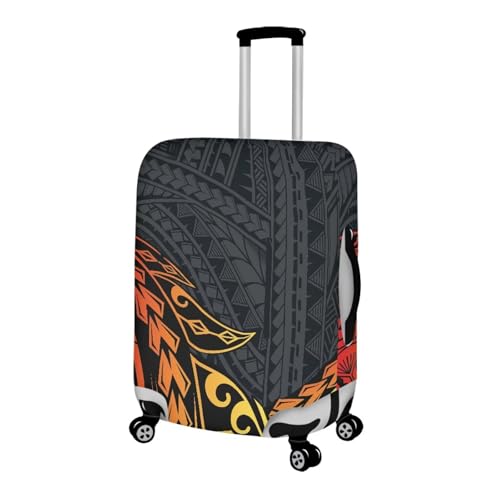 Polynesian Hawaiin Hibiscus Flowers Luggage Cover for Suicase, Cool Animals Suitcase Protectors, Washable & Stretchable Suitcase Cover for 18-21 Inch Luggage2