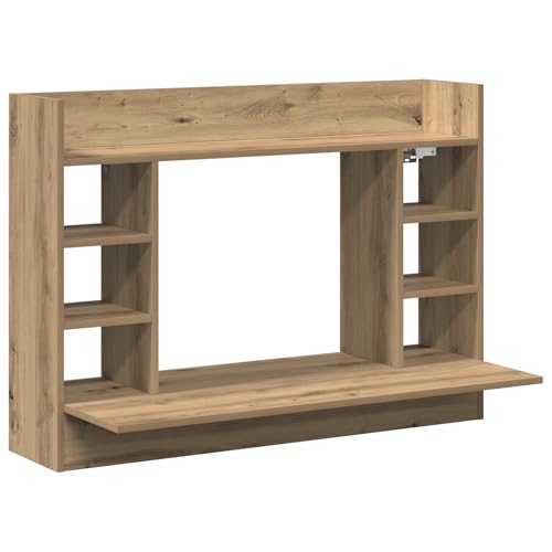 vidaXL Escritorio Montado en la Pared Roble Negro 105X48X75 cm Madera Ahorra Espacio Flotante para Oficina en Casa Estación de Trabajo Moderna Solución de Almacenamiento Estantes Contemporáneo Rústic