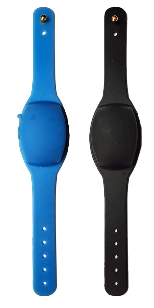 Hand Band Adjustable Sanitizer, Refillable Wristband for All Age Group (Dispenser) Pack of 2 (Black & Blue color)