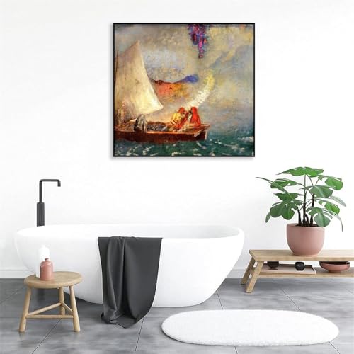 Tableau Odilon Redon impression sur toile bateau cadre noir 50x50 cm - 5
