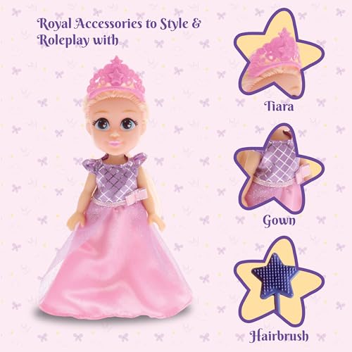 Image of Li'l Diva Princess-Fiona 6 inch Doll|India's First Preschool RolePlay Pretend-Play Doll with Accessories|Birthday Gift|Toy Doll for Girls 3+|Movable Arms & Legs|Beautiful Dress|Elegant Eyes|Soft Hair Play